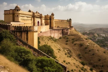 Foto op Canvas Beautiful historic fort in Jaipur, Rajasthan, India. Generative AI © Theron