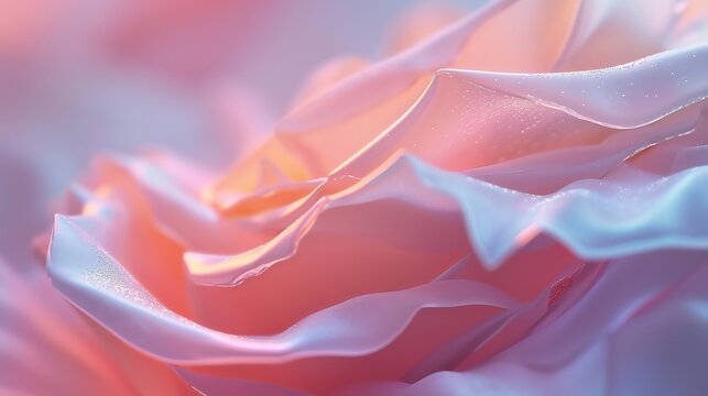 A close-up view of a lone rose petal, fozen and snowy in nature.
