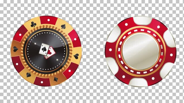Casino Poker chip in Red and white & red or gold on Transparent Background
