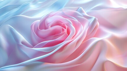 A wavy rose, soft pastels adorned with frost, gracefully dancing in a winter wonderland.