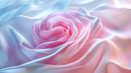 Fototapeta premium A wavy rose, soft pastels adorned with frost, gracefully dancing in a winter wonderland.