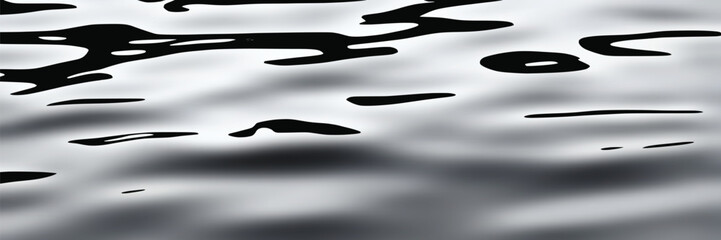 Ripples and water waves, sea surface, black and white illustration, vector natural background, banner