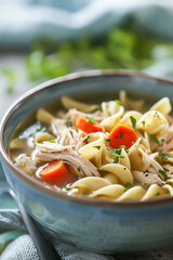 Delicious hot hearty chicken noodle soup 
