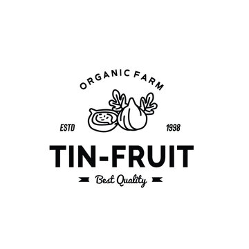 vintage lineart tin fruit logo illustration suitable for fruit shop and fruit farm