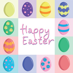 Happy easter. Modern card with decorated eggs