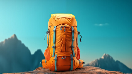 Travel backpack on a minimalistic background. Travel light, hiki