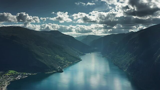 Aerial view of the magnificent Aurlandfjord.