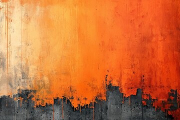 Abstract monochromatic orange art piece, incorporating varying intensities and textures