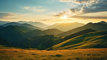 Fototapeta premium Mountains during sunset. Beautiful natural landscape in the summer time.