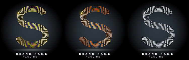 S Letter Logo concept Linear style. Creative Minimal Monochrome Monogram emblem design template. Graphic Alphabet Symbol for Luxury Fashion Corporate Business Identity. Elegant Vector element