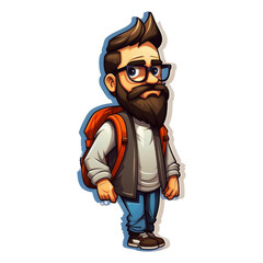 Obraz na płótnie Canvas Attractive man with beard design. Chibi man game character design.