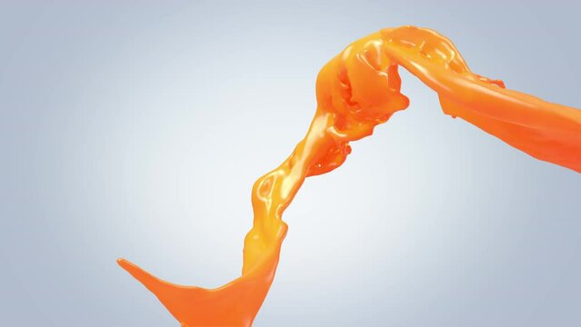 Orange Juice flow and splash with Alpha mate, 3D Animation.