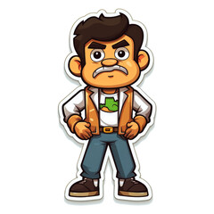 Angry man with beard image. Chibi man game character image