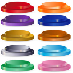 set of colorful podium