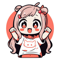 a beautiful girl design cartoon. Cute girl cartoon design with chibi style