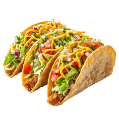 loaded cheesy pocket tacos isolated white or transparent