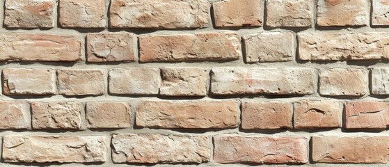 Obraz premium A captivating brickwall texture in an extra-wide format, showcasing light-colored reddish bricks illuminated from the top for added visual appeal, Ai Generated.