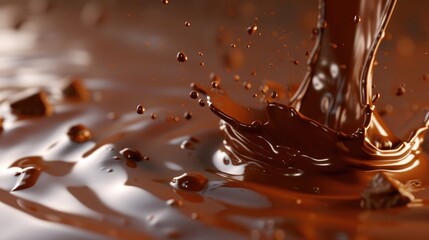 Melted chocolate flows, creating a luxurious and abstract liquid background, Ai Generated.