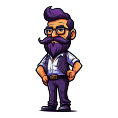 Attractive man with beard design. Chibi man game character design.