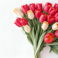 Obraz premium Beautiful tulips bouquet color on nice background jpg.