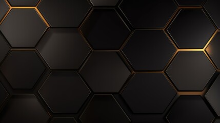 Luxury abstract black metal background with golden light lines, Ai Generated.
