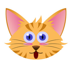 isolated transparent orange tabby cat illustration with kidding tongue smile expression