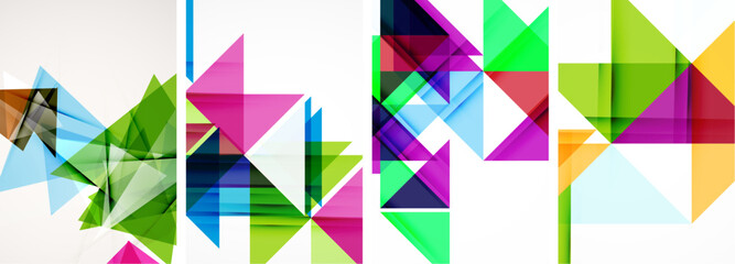 Set of abstract random triangle composition backgrounds. Vector illustration for for wallpaper, business card, cover, poster, banner, brochure, header, website