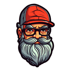 Stylish old man with beard cartoon. a old man with white beard.