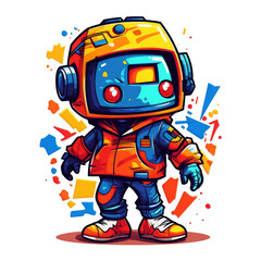 Fototapeta premium a robot cartoon art. modern robot game character