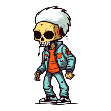 skull monster cartoon art. skull design game character for your project