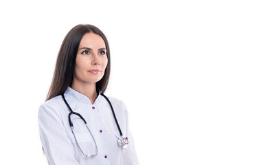 medicine, healthcare and people concept. doctor practitioner at hospital. Confident practitioner...