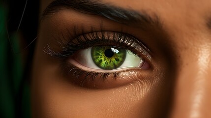 Closeup of woman's green eye 