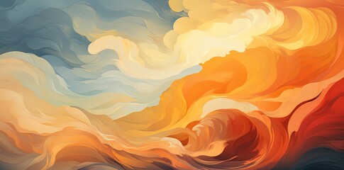 Watercolor orange and blue background. Craeted with Ai - obrazy, fototapety, plakaty