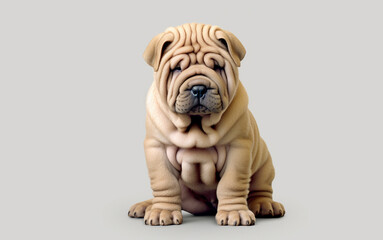 small Shar Pei puppy on a light background
