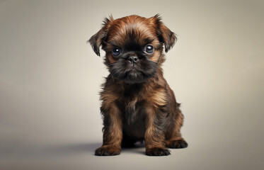 small Brussels Griffon puppy on a light background