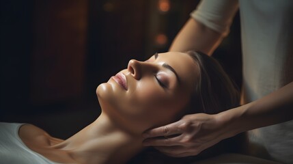Obraz na płótnie Canvas Young woman receiving a professional massage in a spa salon