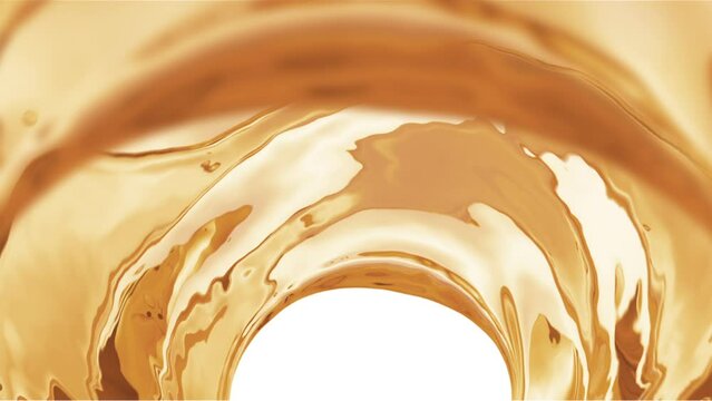 Liquid of Oil, Juice water wave flows creating a tunnel, 3D animation