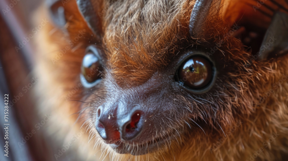 Poster closeup of a bats face with dull sunken eyes and thinning fur. whitenose syndrome not only affects t