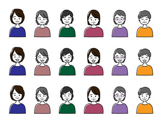 中高年女性のアイコンバリエーションセット