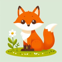 Obraz premium fox drawing with daisy 