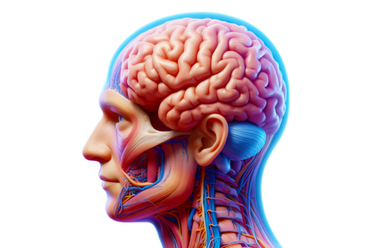 human brain anatomy without background AI generated 