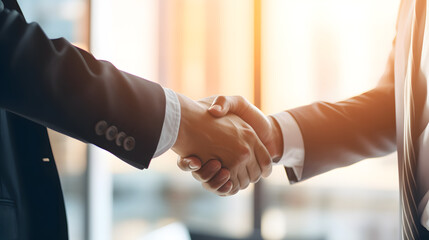 A successful businessman shaking hands after a good deal_Generative AI