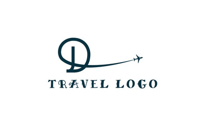 Fototapeta premium letter D logo design incorporated plane. Minimalist and modern vector illustration design suitable for business. Airline, airplane, aviation, travel logo template.