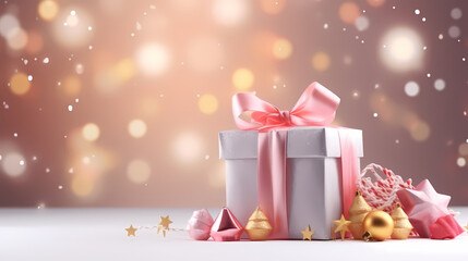 Gift background with copy space for Christmas gifts, holiday or birthday