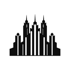 A Building silhouette icon simple vector black and white illustrations