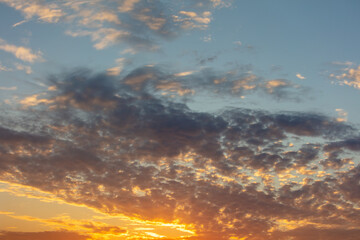 Clouds in the sky at a colorful sunset