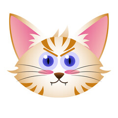 isolated transparent white and orange tabby cat illustration with optimistic face expression