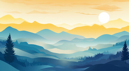 Obraz premium landscape of a forest in mountains