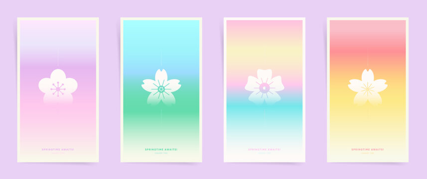 Spring Blossom Vertical Banner Collection - Hanami Gradient Designs for Seasonal Marketing Social Media Story Posts and Soft Modern Cover.