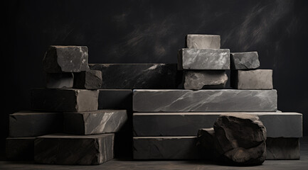 Contemporary Dark Marble and Stone Tiles Set